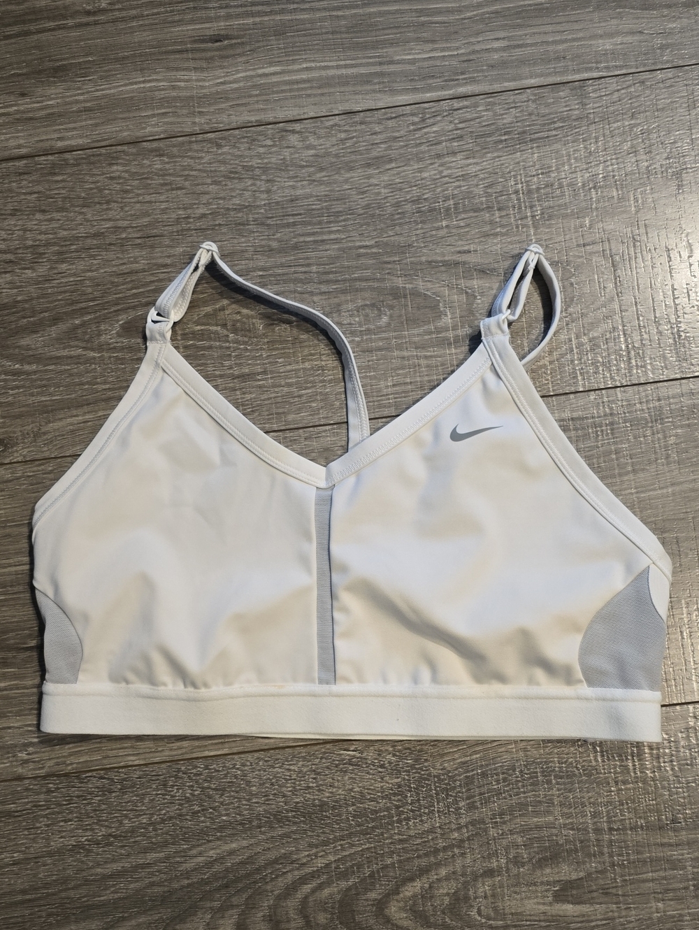 Nike White & Light Gray Low-Impact Sports Bra